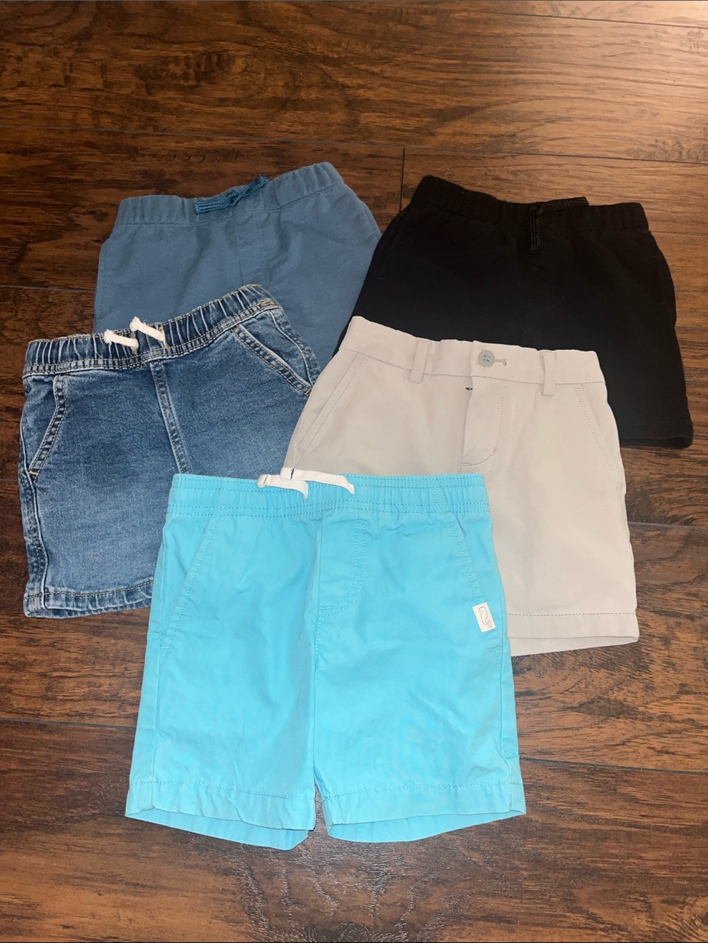 Five-Piece Toddler Shorts Bundle - Aqua, Denim, Khaki, Black, Blue